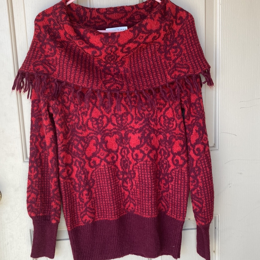 Knox rose woman’s large cowl neck red soft sweater perfect for Christmas